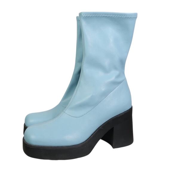 Steve Madden Klayton Light Blue Faux Leather Platform Boots 9 - Picture 1 of 10